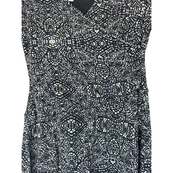 Garnett Hill Brianna‎ Surplice Knit Dress Blue White Faux Wrap Slimming Small - Picture 3 of 11